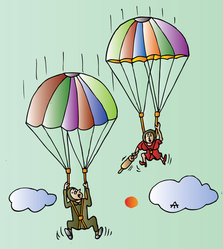 Cartoon: Parashutes (medium) by Alexei Talimonov tagged parashutes