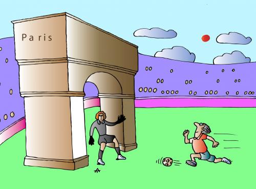 Cartoon: Paris (medium) by Alexei Talimonov tagged paris,arc,de,triomphe,football
