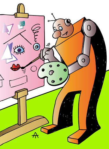 Cartoon: Robot Artist (medium) by Alexei Talimonov tagged robot,artist