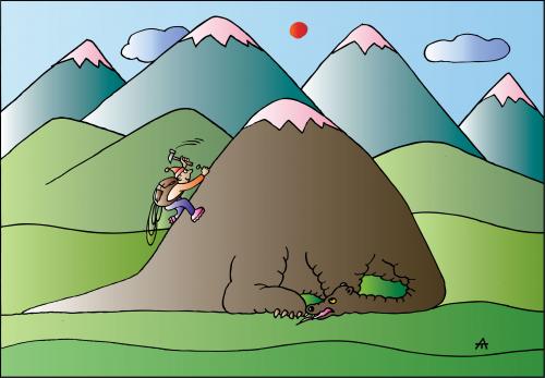 Cartoon: Rock (medium) by Alexei Talimonov tagged climbing,rock,dinosaur