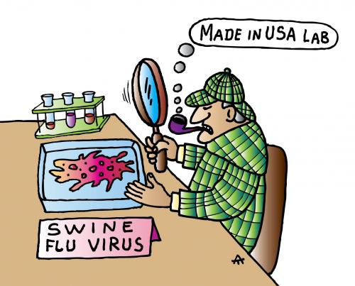 Cartoon: Swine Flu Virus (medium) by Alexei Talimonov tagged swine,flu,