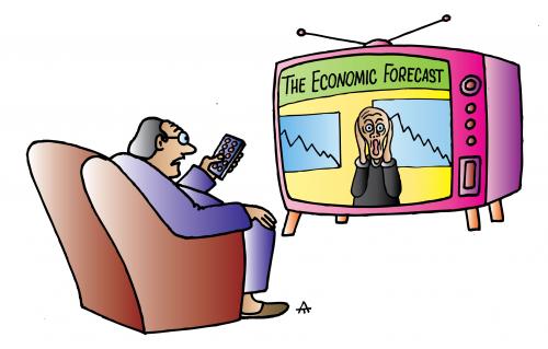 Cartoon: The Economic Forecast (medium) by Alexei Talimonov tagged economy,forecast,crisis,munch