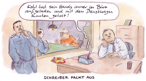 Cartoon: Umfassende Aussage (medium) by Alexei Talimonov tagged schreiber,cdu,spendenaffäre,gericht,aussage,kohl,waffenhandel