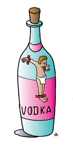 Cartoon: Vodka (medium) by Alexei Talimonov tagged vodka,alcohol,drinking