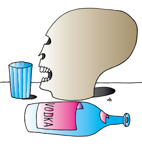 Cartoon: Vodka (medium) by Alexei Talimonov tagged vodka,alcohol,drinking