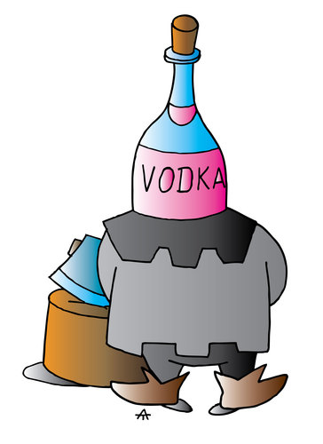 Cartoon: Vodka (medium) by Alexei Talimonov tagged vodka,alcohol,drinking