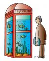 Cartoon: Telephone Aquarium (small) by Alexei Talimonov tagged telephone aquarium fishes