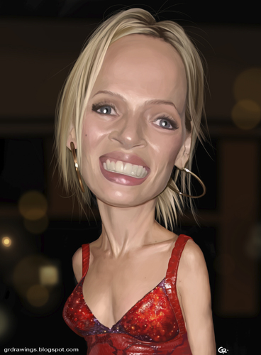 Cartoon: Uma Thurman caricature (medium) by GRamirez tagged uma,thurman,caricature