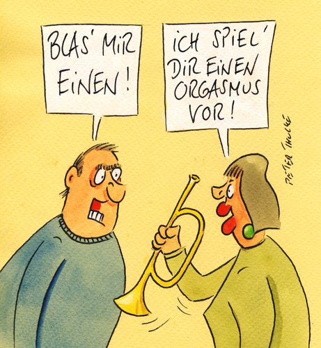 Cartoon: es reicht noch nicht (medium) by Peter Thulke tagged orgasmus,orgasmus,sex,liebe,partnerschaft,musik,trompete