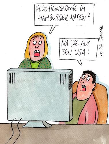 Cartoon: flüchtlinge (medium) by Peter Thulke tagged trump,usa,flüchtlinge,trump,usa,flüchtlinge