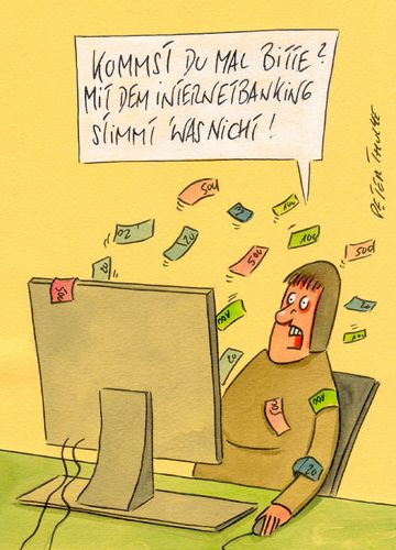 Cartoon: internetbanking (medium) by Peter Thulke tagged internet,banking,geld,internet,banking,geld