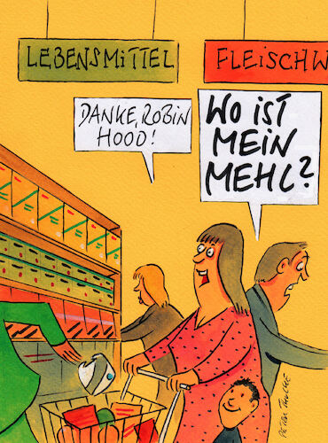 Cartoon: robin hood (medium) by Peter Thulke tagged supermarkt,einkaufen,supermarkt,einkaufen