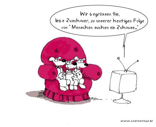 Cartoon: Hunde-TV (medium) by cartoonage tagged obdachlose,tv,medien,