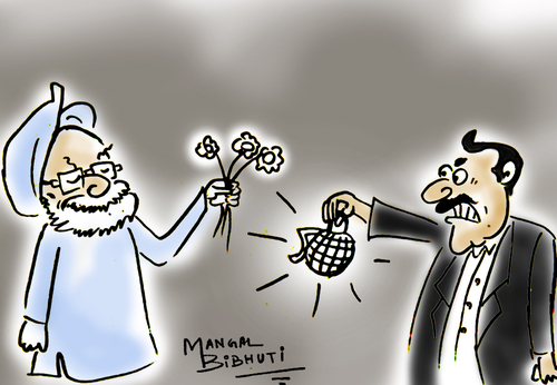 India-pakistan relation By mangalbibhuti | Politics Cartoon | TOONPOOL