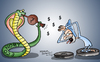 Cartoon: Indian economy (small) by mangalbibhuti tagged manmohansing,mangalbibhuti,cartoon,india,snake,charmer,bean,indiancartoon,upa,congress,economy,finance