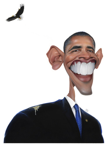 Barack Obama By achille | Politics Cartoon | TOONPOOL