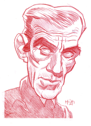 Cartoon: Boris Karloff (medium) by Cartoons and Illustrations by Jim McDermott tagged boriskarloff,monster,scary,fantasy,caricature