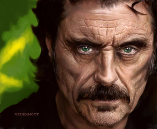 Cartoon: Ian Mcshane (medium) by Cartoons and Illustrations by Jim McDermott tagged americanhorrorstoryasylum,actor,horror