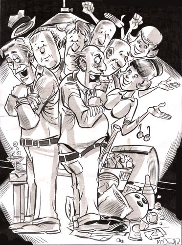 Cartoon: Odd Couple (medium) by Cartoons and Illustrations by Jim McDermott tagged washdrawing,oddcouple