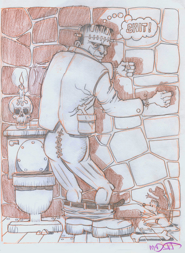 Cartoon: Poop (medium) by Cartoons and Illustrations by Jim McDermott tagged frankenstein,monster,scary,movies,universalmonster