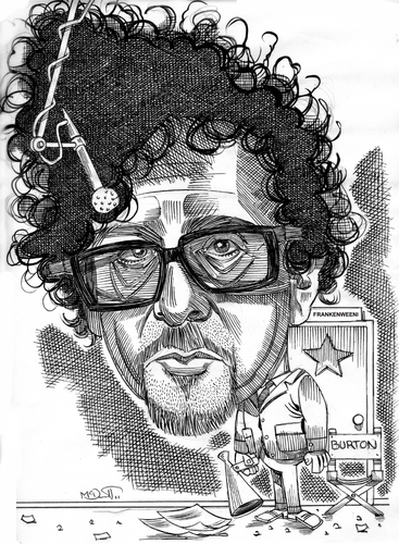 Cartoon: Tim Burton (medium) by Cartoons and Illustrations by Jim McDermott tagged fantasy,timburton,frankenweenie,linedrawing,movies,caricature