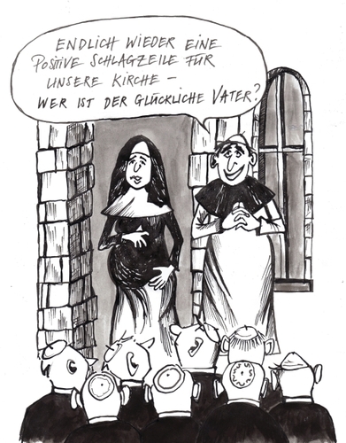 Cartoon: Wer ist der glückliche Vater? (medium) by Christine tagged katholische,kirche,missbrauchsfälle