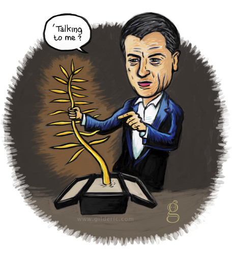 Cartoon: De Niro and the Palme (medium) by gilderic tagged de,niro,film,festival,cannes,palme,or,gold,people,movie,cinema