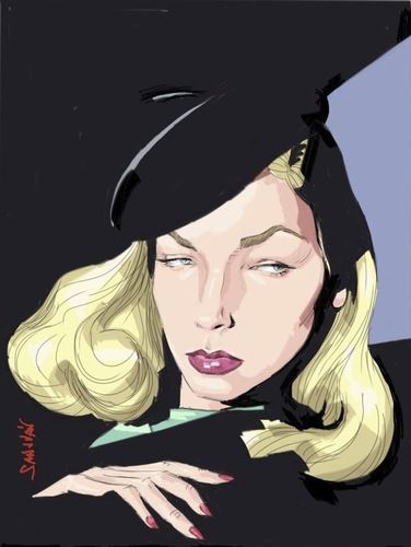 Cartoon: Lauren Bacall (medium) by sanjuan tagged lauren,bacall,girl,sexy
