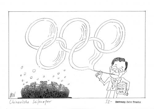 Cartoon: Chinese Soap Opera (medium) by Gabor Benedek tagged china,olympia,olympics,