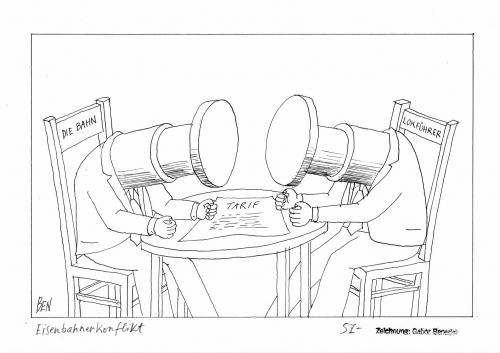 Cartoon: Eisenbahnerkonflikt (medium) by Gabor Benedek tagged railway,strike,