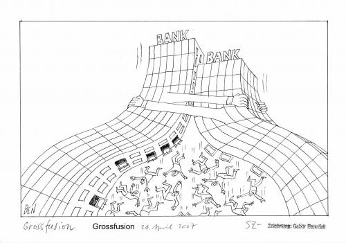 Cartoon: Grossfusion (medium) by Gabor Benedek tagged banken,fusion,economy,