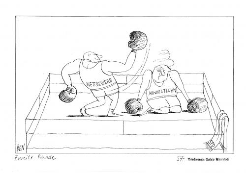 Cartoon: Zweite Runde (medium) by Gabor Benedek tagged mindestlohn,wettbewerb,