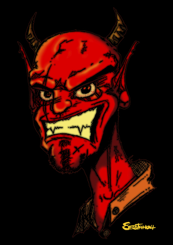 Cartoon: Evil seb (medium) by sebtahu4 tagged evil,sebtahu4,caricature,devil