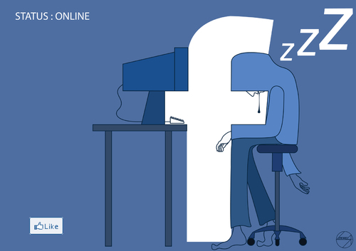 facebook status online By sebtahu4 | Media & Culture Cartoon | TOONPOOL