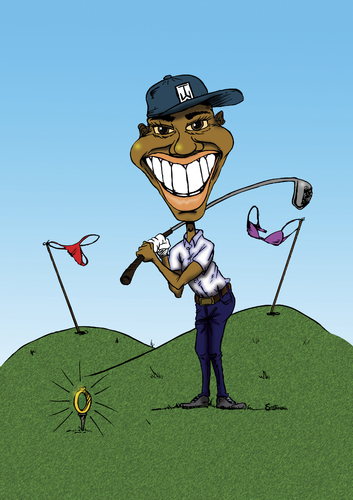 Cartoon: Tiger Woods (medium) by sebtahu4 tagged tiger,woods,golf