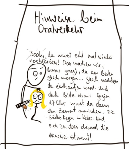 Cartoon: Hinweise beim Oralverkehr (medium) by hartabersair tagged hinweise,beim,oralverkehr