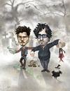 Cartoon: johnny depp e tim burton (small) by elidorkruja tagged johnny,depp,tim,burton