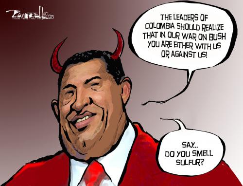 Cartoon: El Diablo II (medium) by CARTOONISTX tagged chavez,colobia,venesuela,