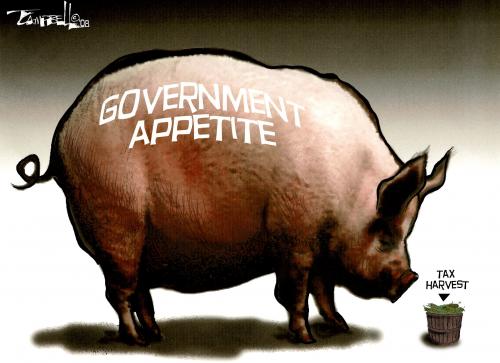 Cartoon: Never Enough for the Hogs (medium) by CARTOONISTX tagged government,appetite,taxes,