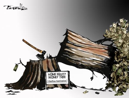 Cartoon: The Equity Tree (medium) by CARTOONISTX tagged real,estate,foreclosure,