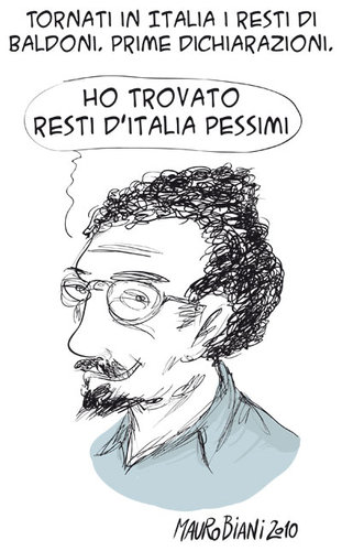 Cartoon: Enzo Baldoni il ritorno (medium) by maurobiani tagged baldoni,iraq,italia