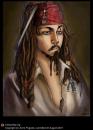 Cartoon: Captain Jack Sparow (small) by Azurelle tagged azurelle anne pogoda captain jack sparrow cartoon 