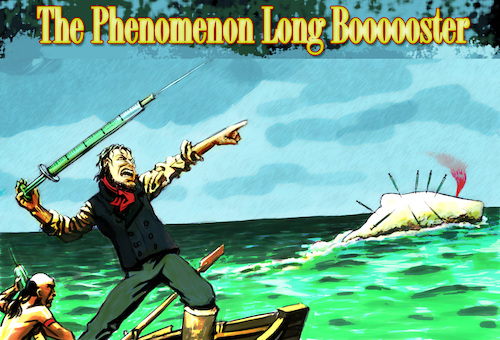 Cartoon: The Phenomenon Long Boooooster (medium) by Michael Verhülsdonk tagged covid19,longcovid,corona,impfgegner,biontech,impfen,captainahab,mobydick,spritze