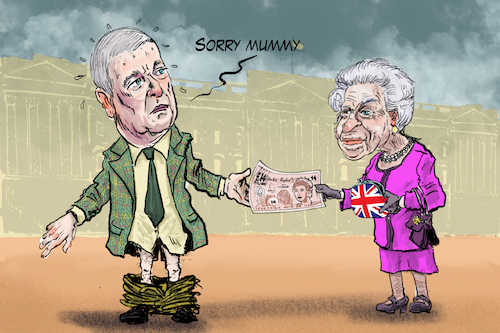 Cartoon: Andrew (medium) by jean gouders cartoons tagged royals,prince,andrew,sexual,abuse,minor,jerry,epstein,royals,prince,andrew,sexual,abuse,minor,jerry,epstein