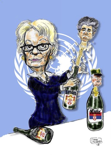 Cartoon: Carla del Ponte (medium) by jean gouders cartoons tagged karadzic,del,ponte,bosnia,jean,gouders