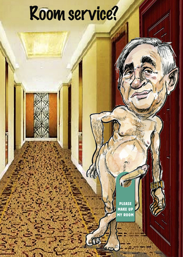 Cartoon: dsk roomservice (medium) by jean gouders cartoons tagged dsk,dominique,strauss,kahn,rape,arrest,jean,gouders