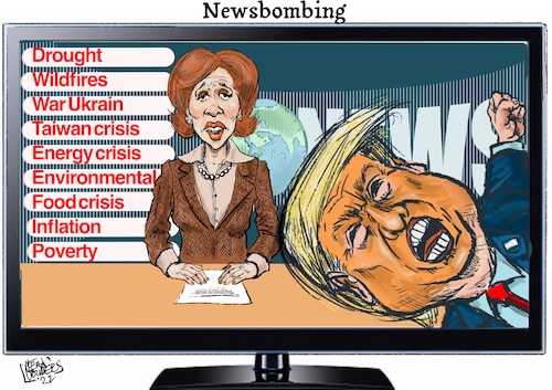 Cartoon: Newsbombing (medium) by jean gouders cartoons tagged trump,trump