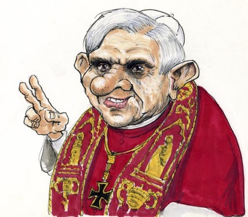 Cartoon: Pope Benedictus XVI (medium) by jean gouders cartoons tagged pope,pabst,ratinger,benedict,xvi,jean,gouders