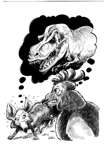 Cartoon: T-Rex ancestor of chicken (medium) by jean gouders cartoons tagged ancestor,chicken,tyrannosaurus,rex,jean,gouders