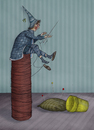 Cartoon: Das tapfere Schneiderlein (small) by Sebastian tagged schneidern,nähen,verarbeiten,surreal,fiktiv,nadel,schneider,garn,fingerhut,nadelkissen